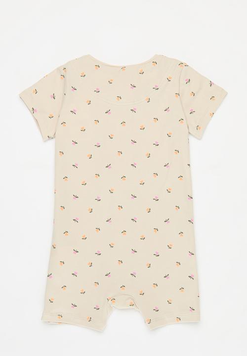 Cotton On - The short sleeve zip romper - rainy day/tully tulips