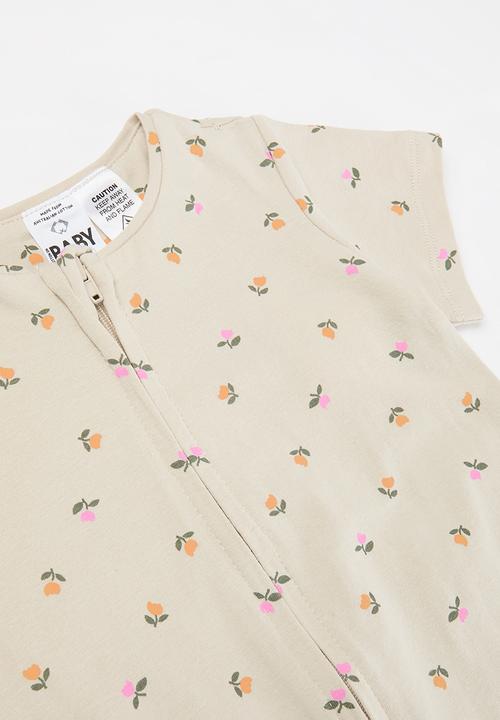 Cotton On - The short sleeve zip romper - rainy day/tully tulips