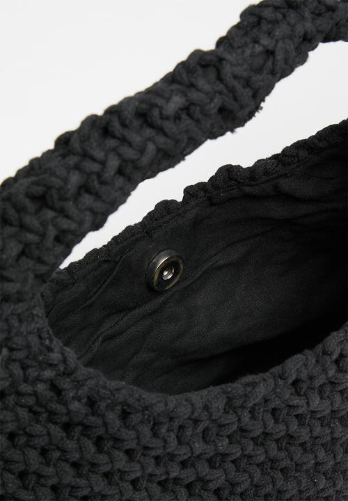 Rubi - Crochet mini shoulder bag - black