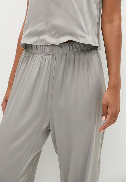 edit - Lace trim cami & pants set - dark silver