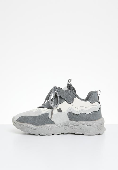 Pop Candy - Lace & adjustable strap chunky sneaker - grey