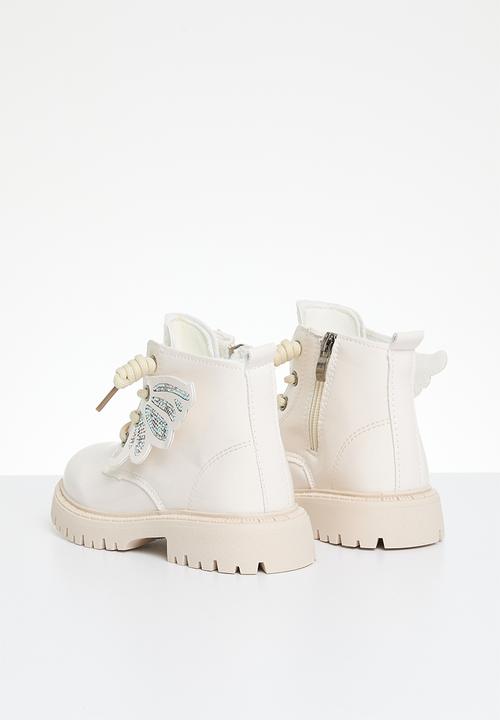 Pop Candy - Butterfly décor ankle boot - off white