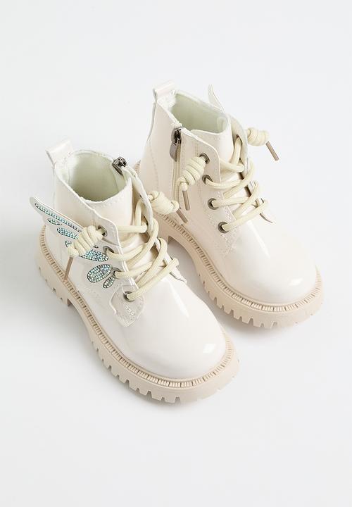 Pop Candy - Butterfly décor ankle boot - off white