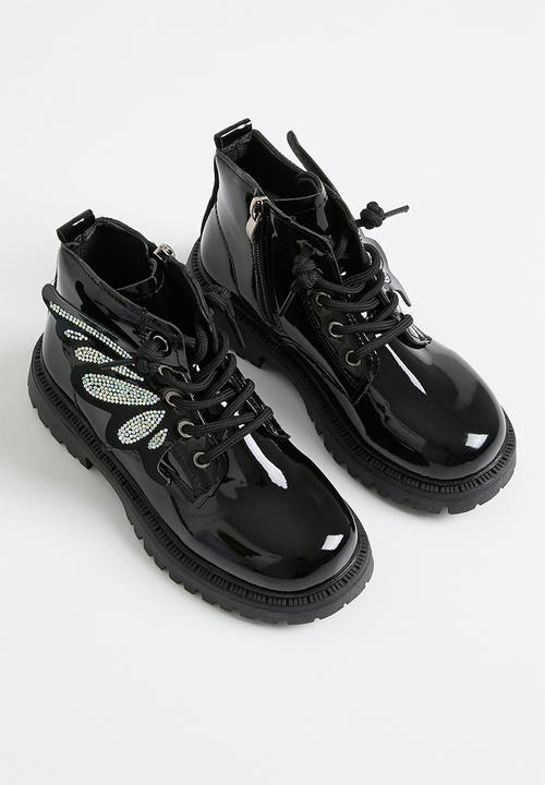 Pop Candy - Butterfly décor ankle boot - black