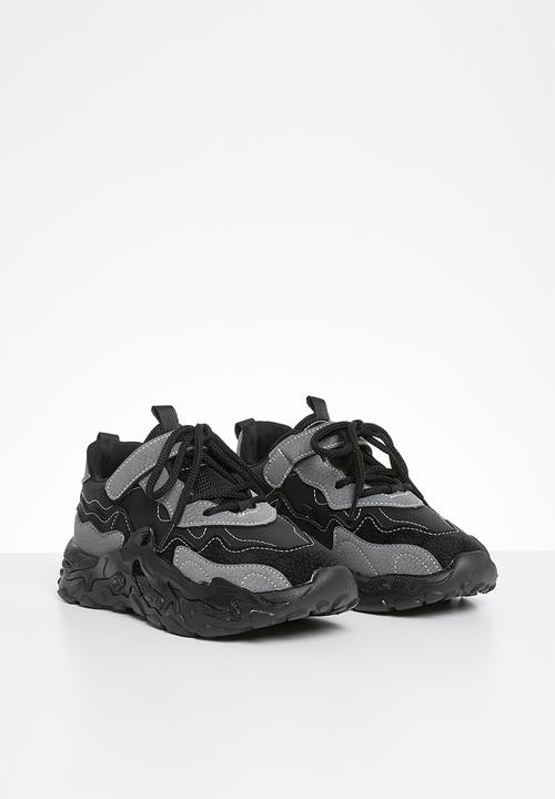 Pop Candy - Lace velcro strap Chunky sneaker - black