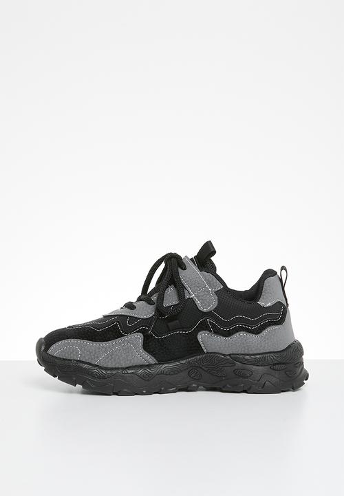 Pop Candy - Lace velcro strap Chunky sneaker - black