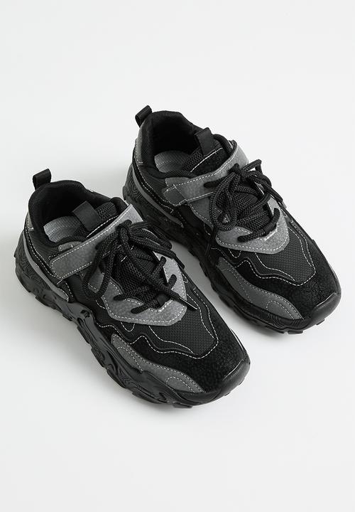 Pop Candy - Lace velcro strap Chunky sneaker - black