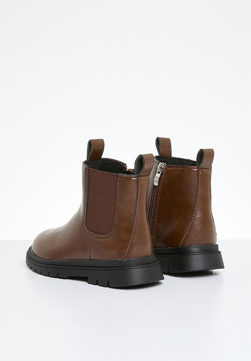 Pop Candy - Zip up Gusset boot - brown