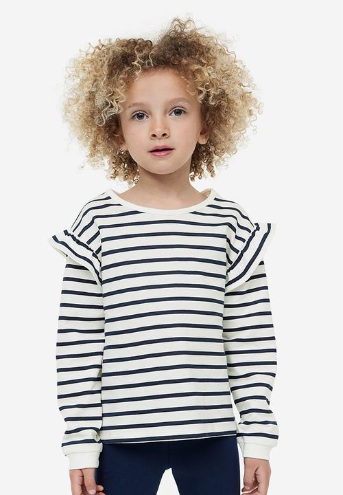 H&M - Flounce-trimmed sweatshirt - white striped
