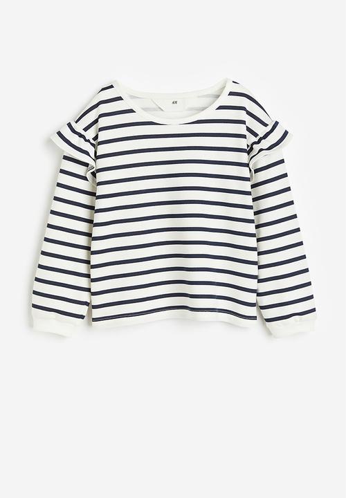 H&M - Flounce-trimmed sweatshirt - white striped