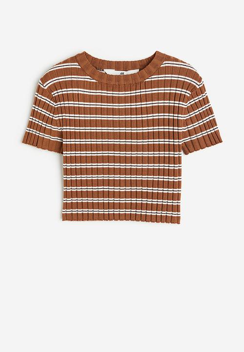 H&M - Rib-knit top - brown striped