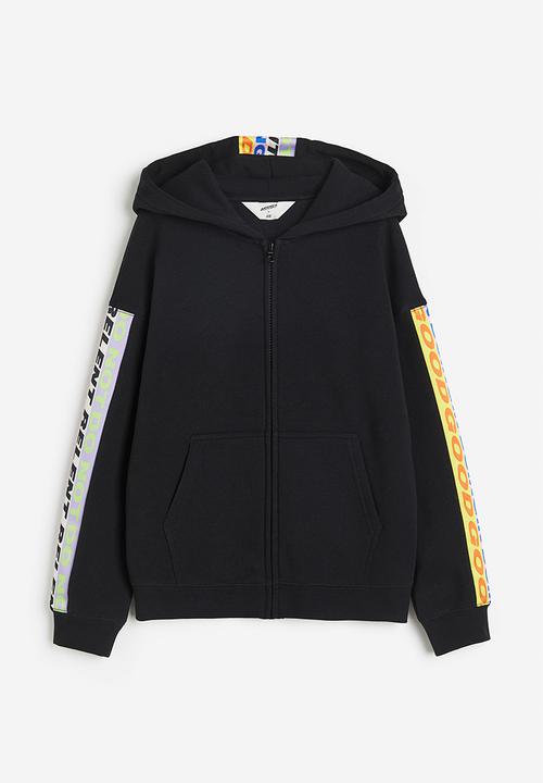 H&M - Printed zip-through hoodie - black