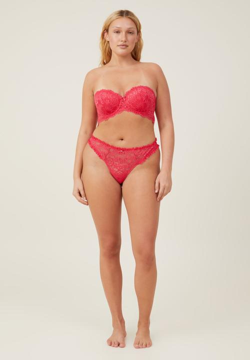 Cotton On - Enchanted Butterfly Lace G String Brief - Rose Red