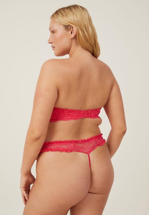 Cotton On - Enchanted Butterfly Lace G String Brief - Rose Red