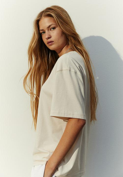 H&M - Boxy t-shirt - light beige