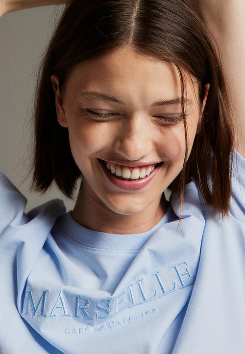 H&M - Printed t-shirt - light blue marseille