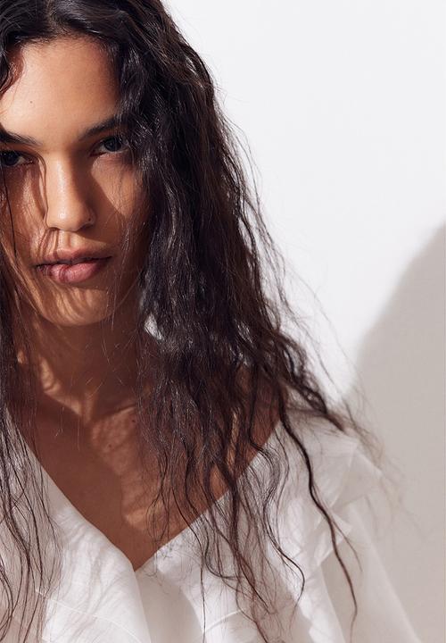 H&M - Lyocell-blend flounced blouse - white