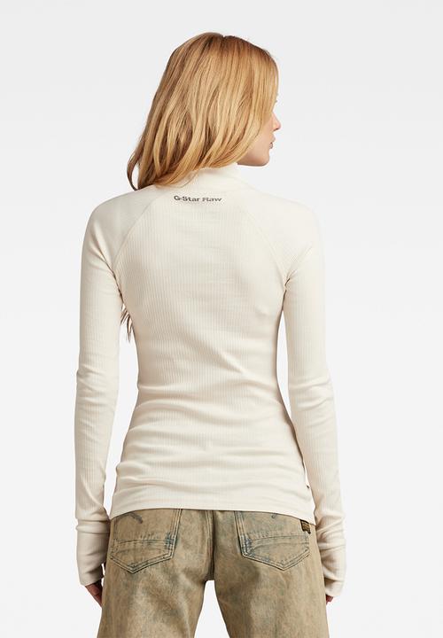 G-STAR - Slim rib mock long sleeve wmn - eggnog
