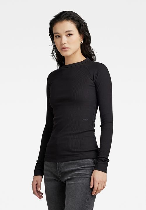 G-STAR - Slim rib r t long sleeve wmn - dk black