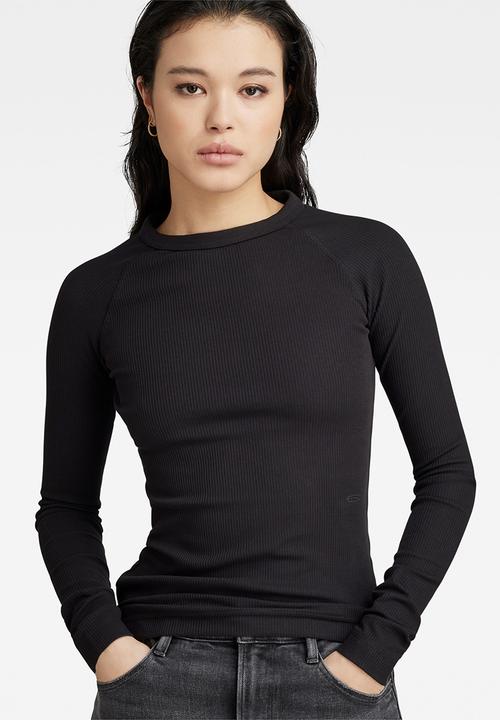 G-STAR - Slim rib r t long sleeve wmn - dk black