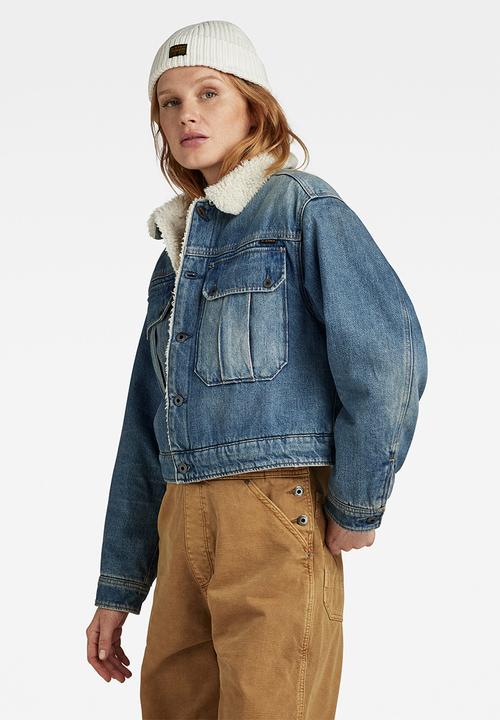 G-STAR - Short sherpa denim jacket wmn - antique faded blue agave