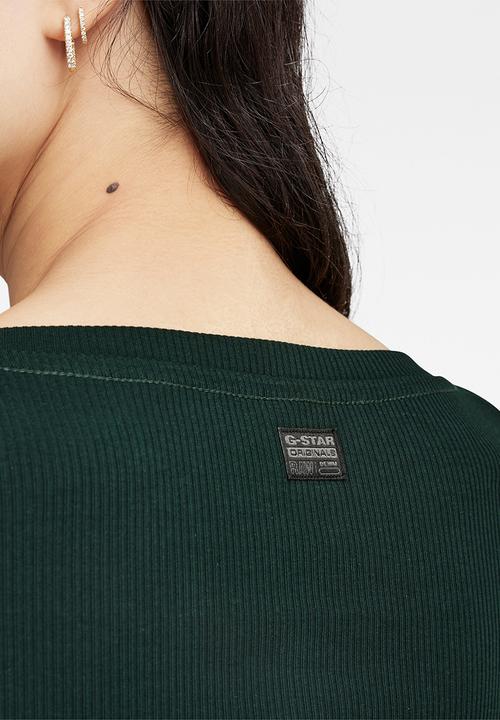 G-STAR - Slim rib scoop t long sleeve wmn - laub