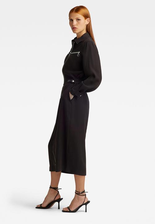 G-STAR - Zip through dress long sleeve wmn - dk black