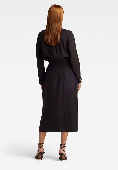 G-STAR - Zip through dress long sleeve wmn - dk black