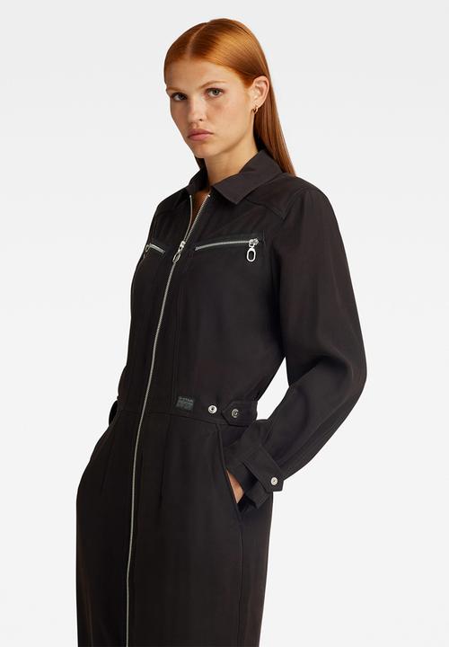 G-STAR - Zip through dress long sleeve wmn - dk black