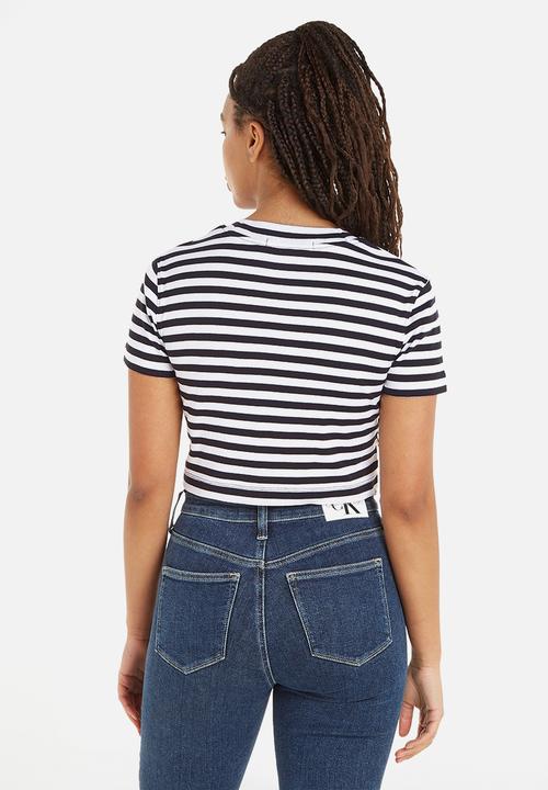 Calvin Klein - Striped baby tee - ck black/bright white