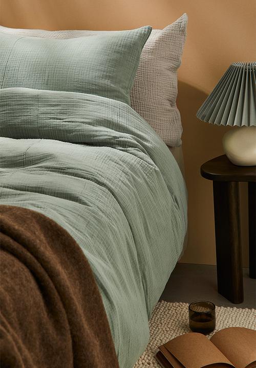 H&M - Muslin single duvet cover set - sage green