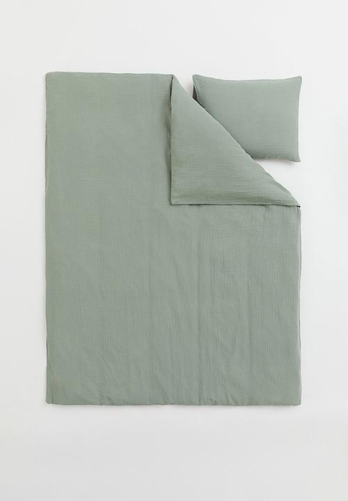 H&M - Muslin single duvet cover set - sage green