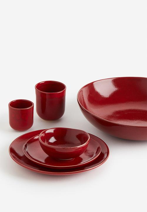 H&M - Small stoneware plate - deep red