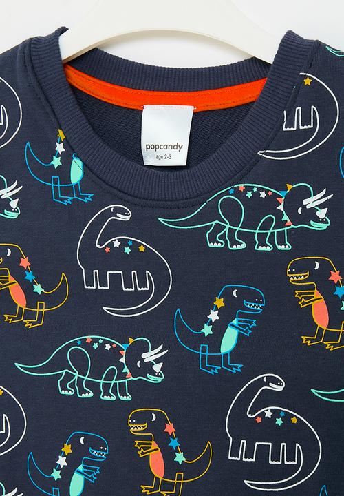 Pop Candy - Dino print sweat top - dark blue