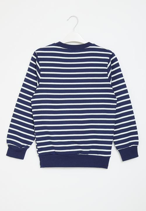 Pop Candy - Striped sweat top - white & blue