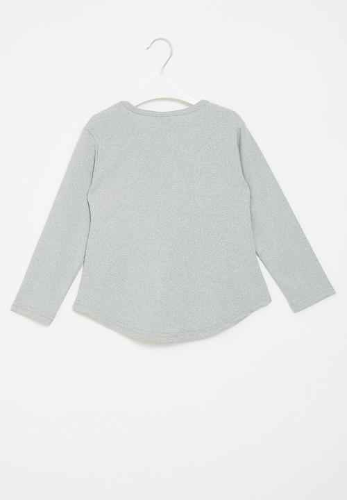 Pop Candy - Curve hem long sleeve tee - grey