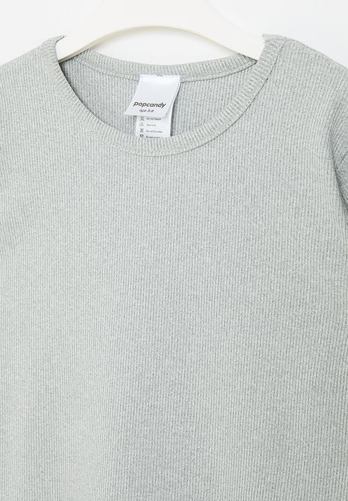 Pop Candy - Curve hem long sleeve tee - grey