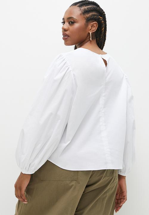 Superbalist - Poplin statement sleeve blouse - white 