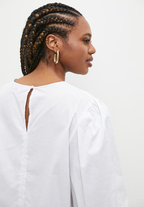 Superbalist - Poplin statement sleeve blouse - white 