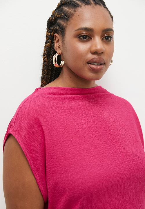 Superbalist - Extended sleeve texture midi dress - dark fuchsia