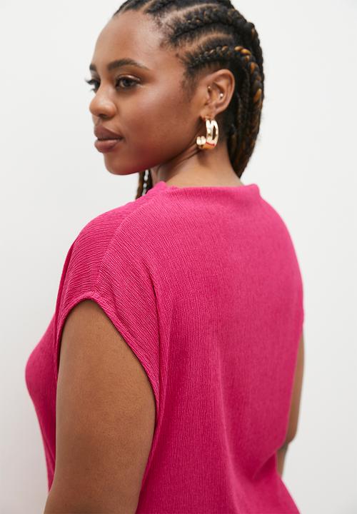 Superbalist - Extended sleeve texture midi dress - dark fuchsia