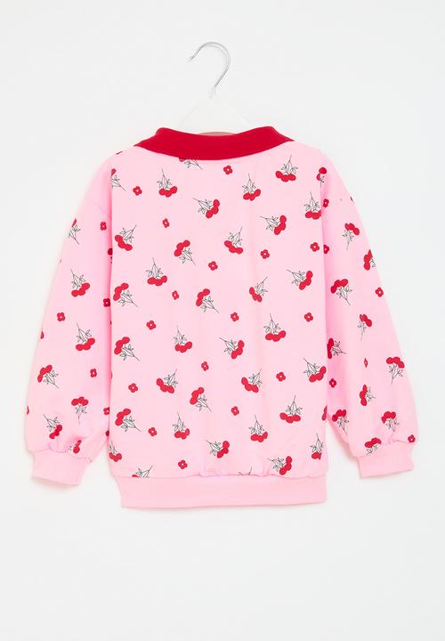 Pop Candy - Collared front button top - pink & red