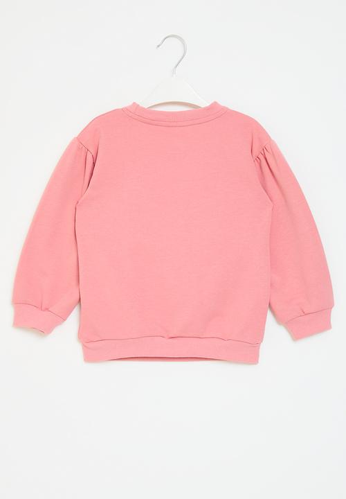 Pop Candy - Heart print sweat top - pink & white