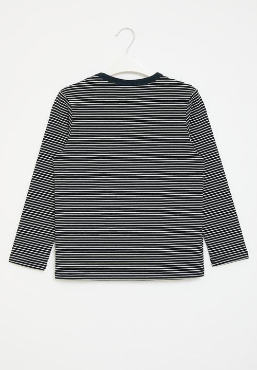 Pop Candy - Striped long sleeve tee - white & navy