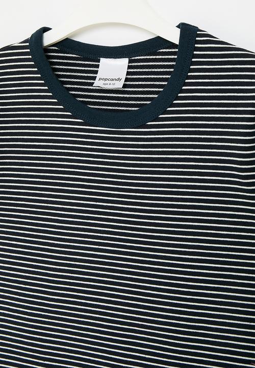 Pop Candy - Striped long sleeve tee - white & navy