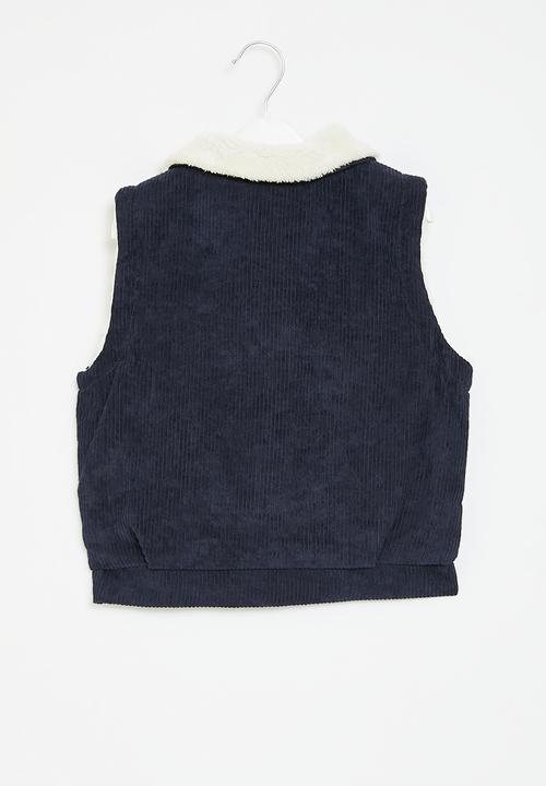 Pop Candy - Cord sherpa gilet - navy