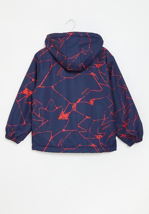 Pop Candy - Printed hooded jacket - red & navy