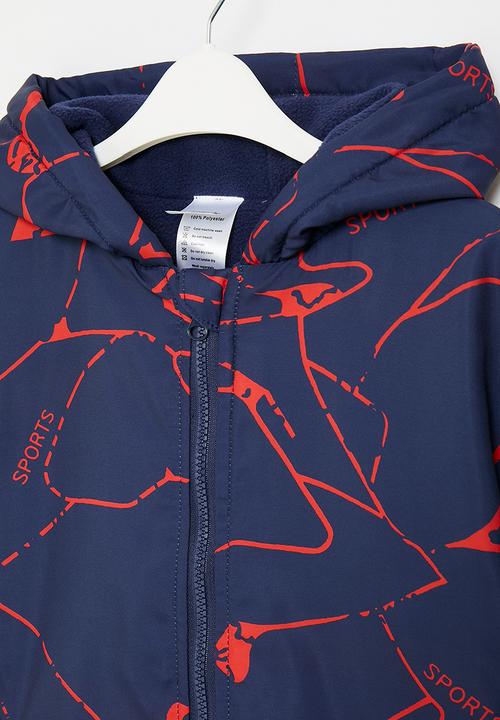 Pop Candy - Printed hooded jacket - red & navy