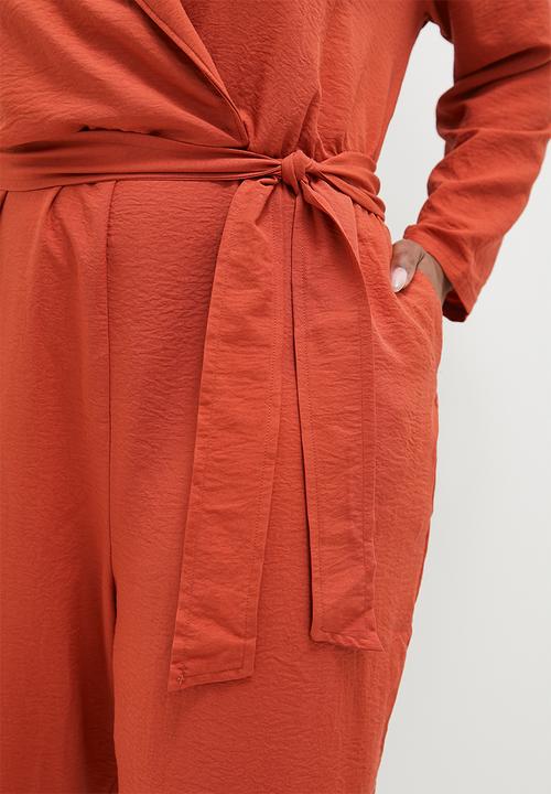 edit - Soft utility jumpsuit - burnt sienna 