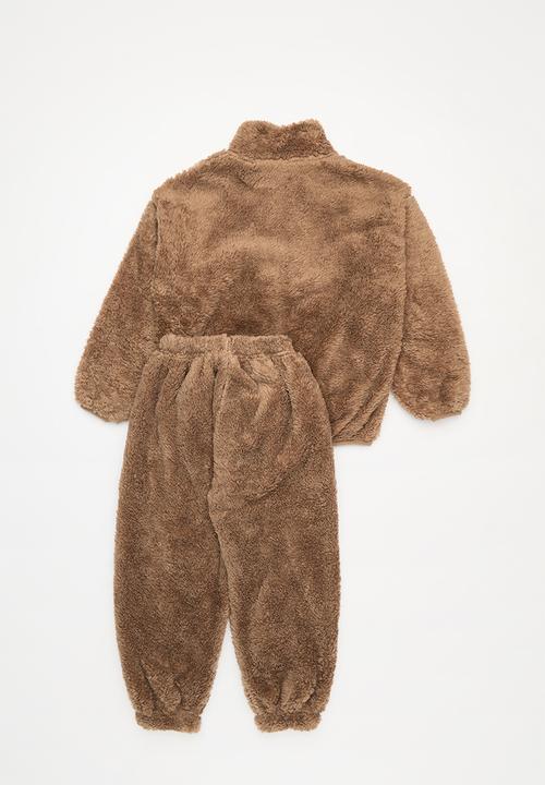 Pop Candy - Teddy fleece tracksuit set - brown
